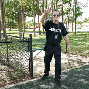 The security guard is here