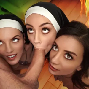 BFFs Three Horny Nuns Fuck the Devil Out of Him with Natalie Brooks, Selena Love & Fiona Frost