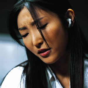 She is listening to music