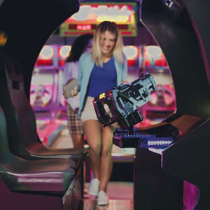Playing at the arcade with friends