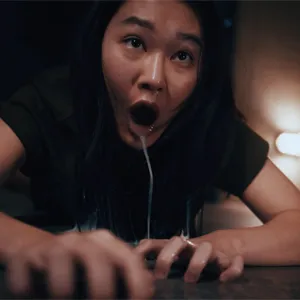 She gets grabbed into the kitchen