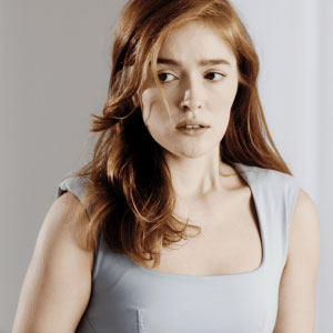 Spicy redhead is embarrased