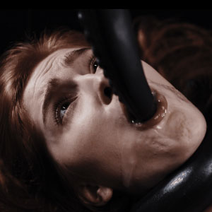 Deep throating that big black tentacle