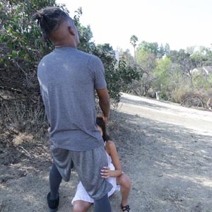 Destiny Lovee blows cock outdoors