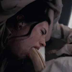 Gagging on the soldiers cock