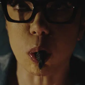 But its already in her mouth