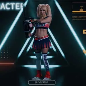 A big tit cheerleader with a chainsaw