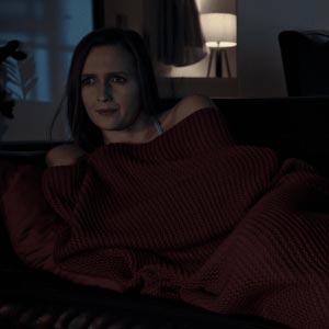 Stacy enjoys her scary movie