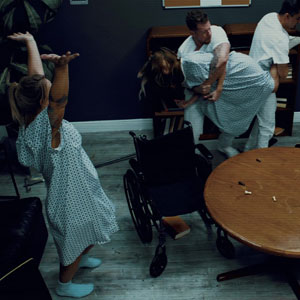 Holding down the patient