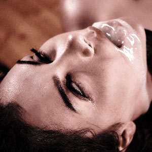 Valentina Nappi's mouth filled with cream