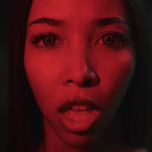 Her eyes turn blood red