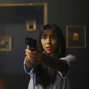 She catches the serial killer Black Angel